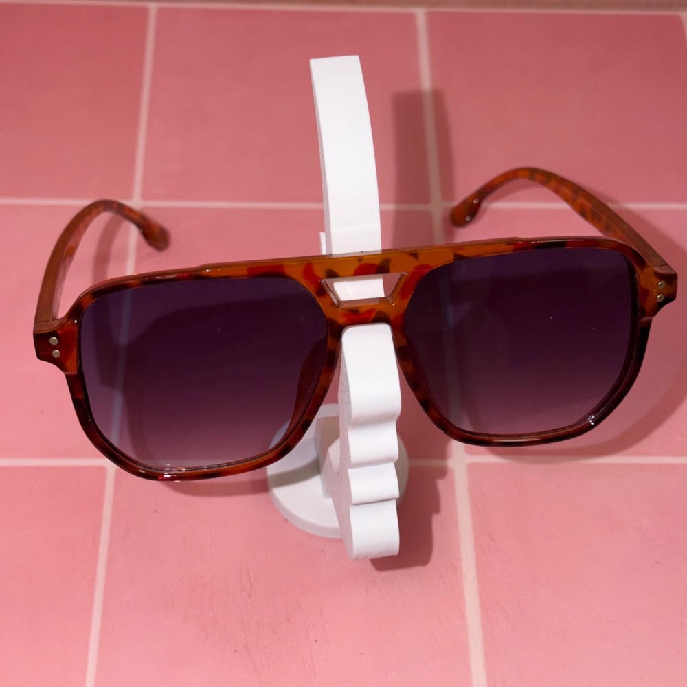Tortoiseshell Aviator Sunglasses Retro Oversized Square Gradient Lens